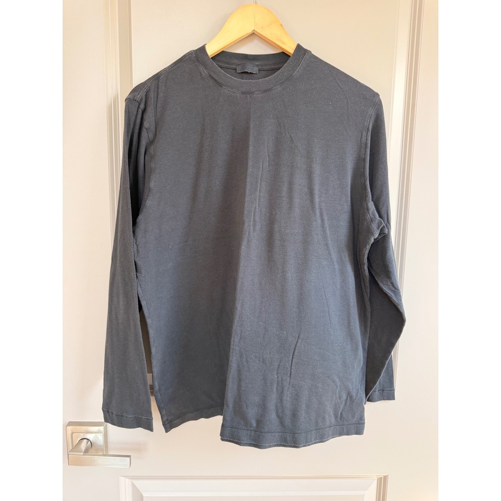 Skims Mens Long Sleeve Crew Neck T-Shirt Black Modal Cotton Stretch Size M